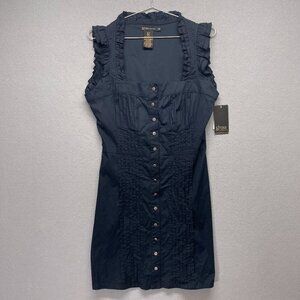 Grass Collection Dress Womens Medium Black Sleeveless Ruffle Pleated